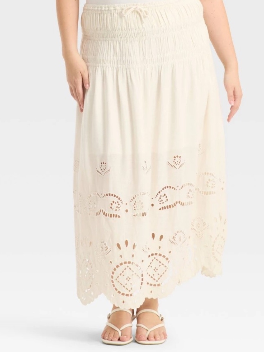 NWT Plus Size Cream Eyelet Maxi Skirt Size 2X Future Collective